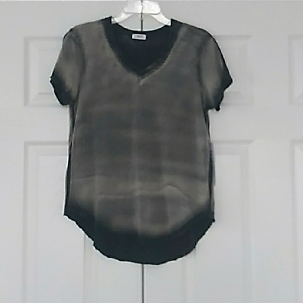 Wilt Black & Tan Vintage Dye Short Sleeve Slub Jersey Top